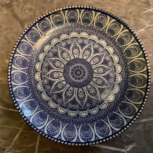 Keramikfat i blått och vitt